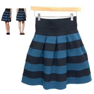 Anthropologie by Girls From Savoy Blue and Black Striped Ponte Mini Skirt XS